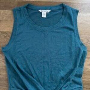 Athleta: Breezy Linen Knotted Sleeveless Tank, Blue/Teal, Size Small Petite